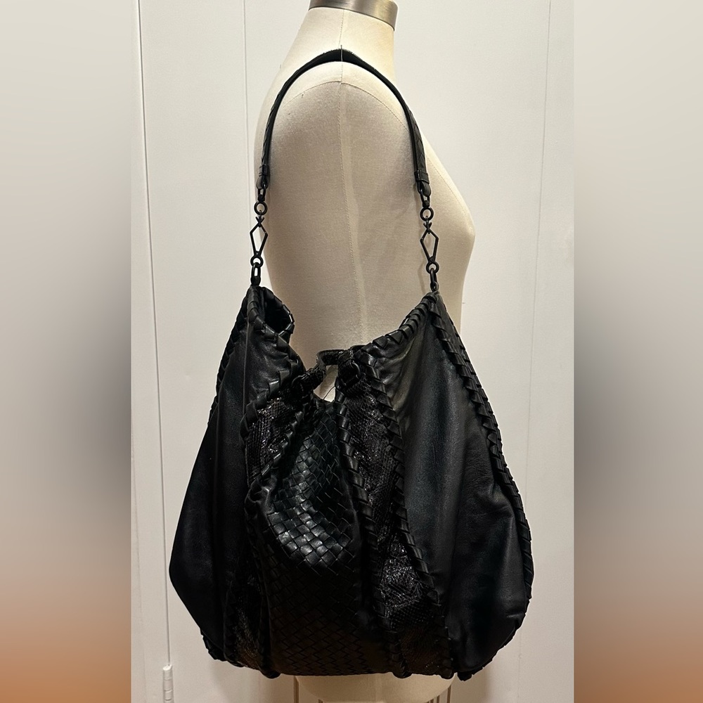 Bottega Veneta Large Python and Leather Intrecciato Shoulder Bag